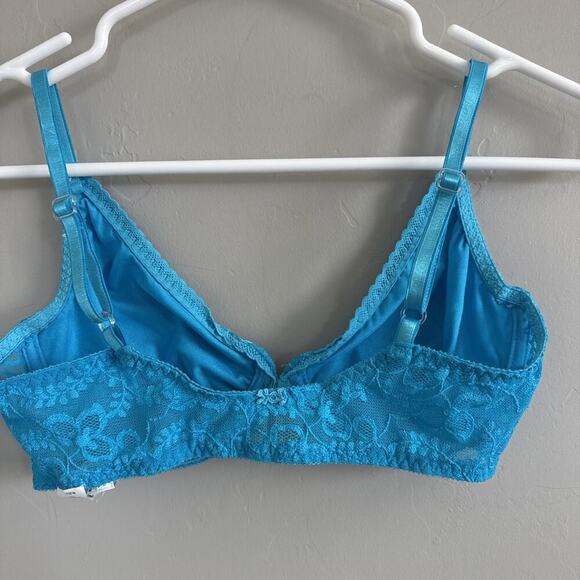 Vintage Christian Dior Intimates 36C Underwire Bra Satin Lace Blue Pearl - Picture 3 of 6